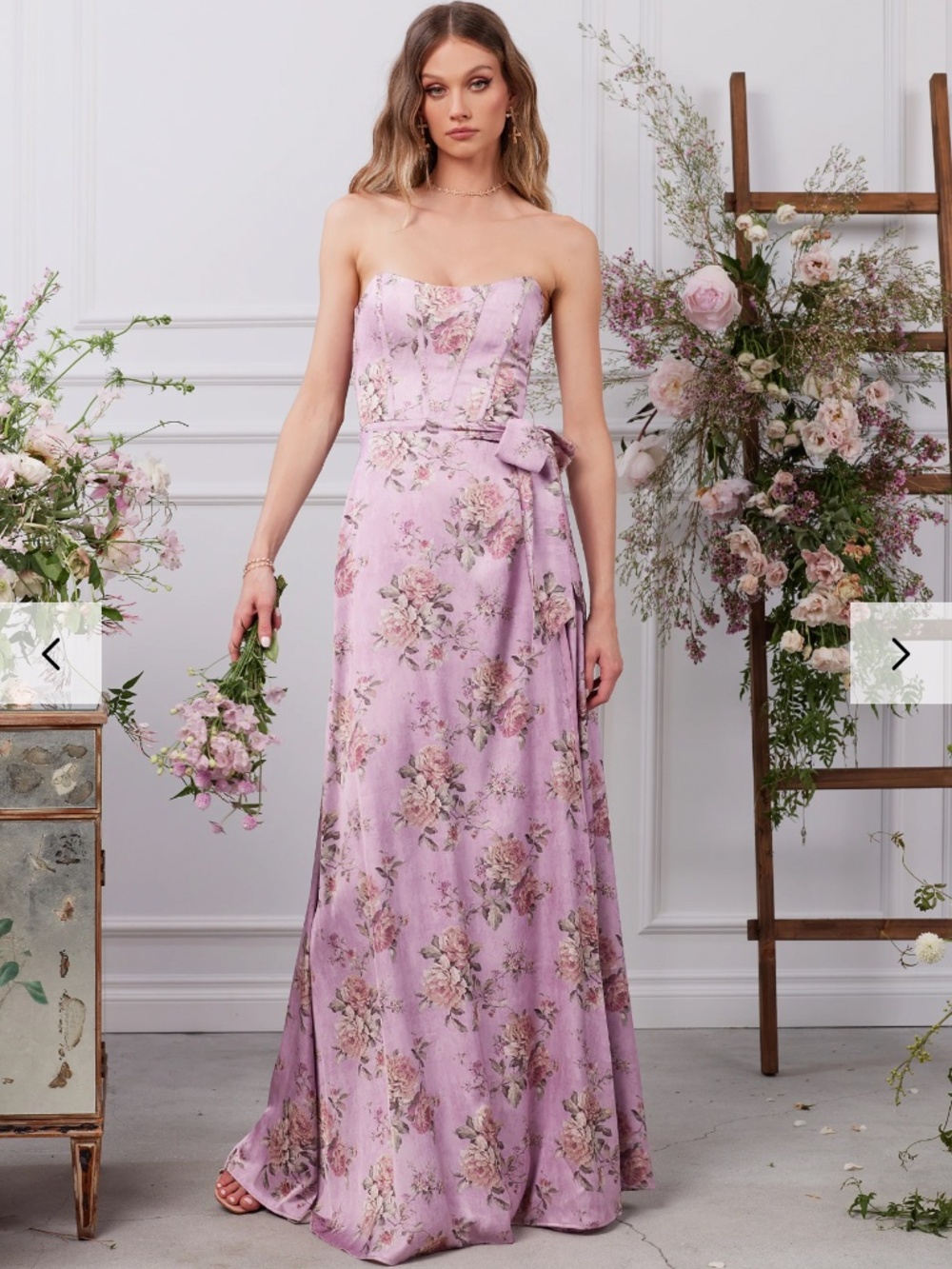 V.Chapman Cecilia Gown in lilac tapestry rose
